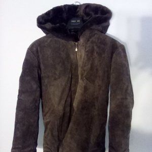 St. John's Bay Washable Suede Coat Size *Petite Medium* Brown